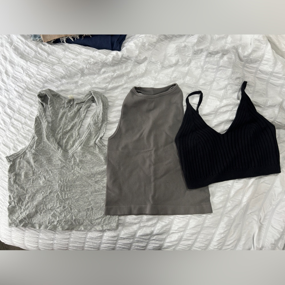 Free People Gray and Black Tank Tops Set